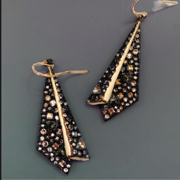 ALEXIS BITTAR• NEW Gold Black Layered Origami Spiked Shard Crystal Drop Earrings - Picture 14 of 14